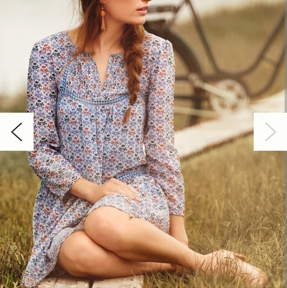 Anthropologie Holding Horses Blue Floral Dress Shell Size 10 - Picture 1 of 10